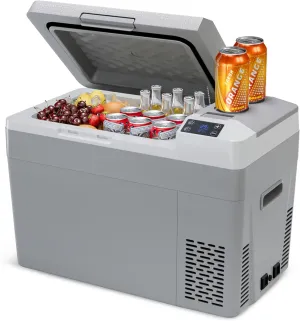 Portable Car Fridge ，32QT(30L) Electric Cooler, Compressor Electric Cooler -4℉~68℉, 12 Volt Refrigerator, Portable Freezer 12/24V DC 110-240V AC for Camping, Travel, Truck, Home