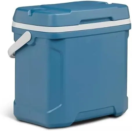 Portable Cooler, 30-Quart Capacity, 41-Can Storage, Blue, Elevated Design with Ergonomic Height