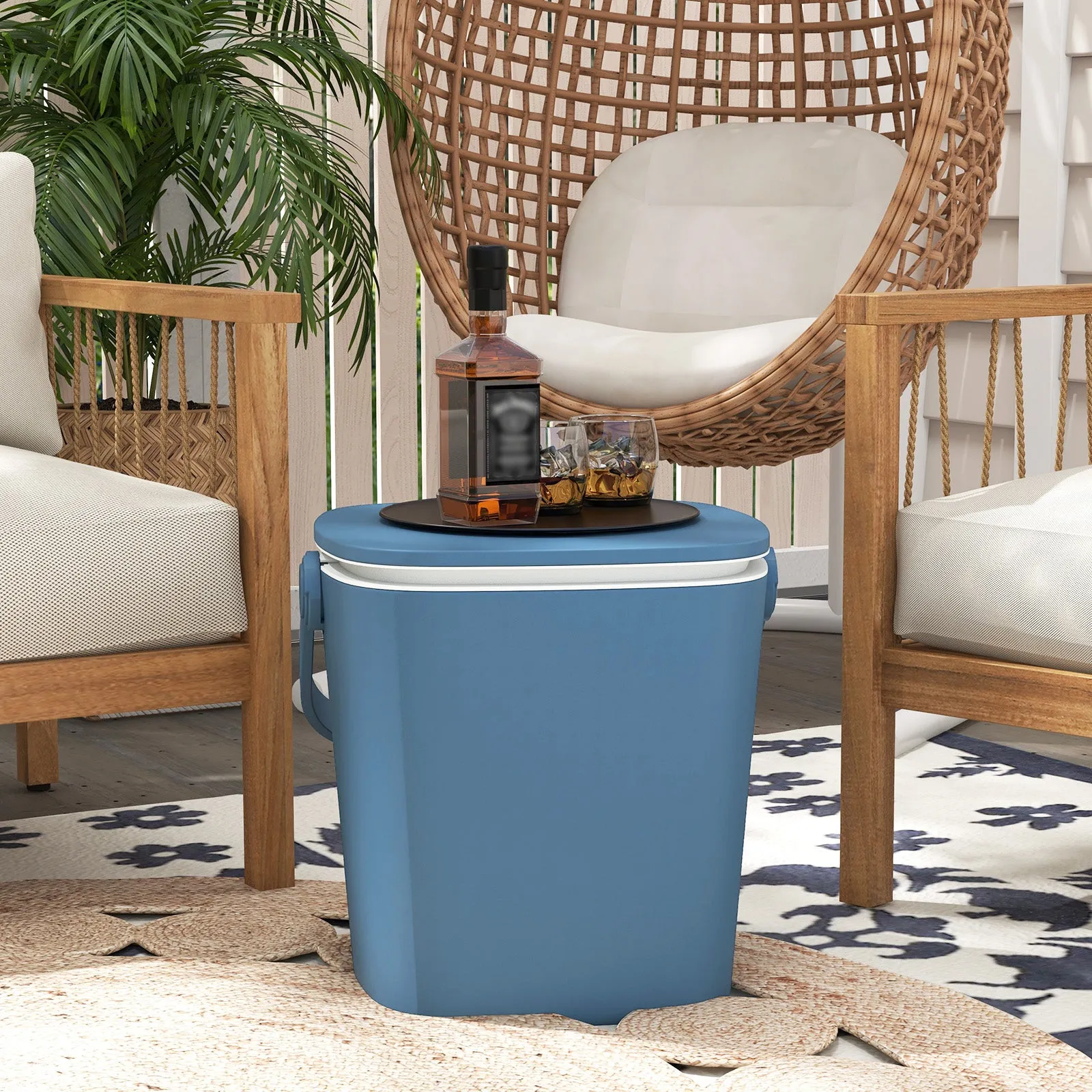 Portable Cooler Side Table with Handle and Bottle Opener