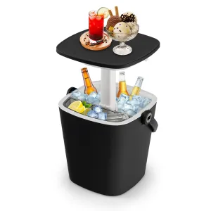 Portable Cooler Side Table with Handle and Bottle Opener