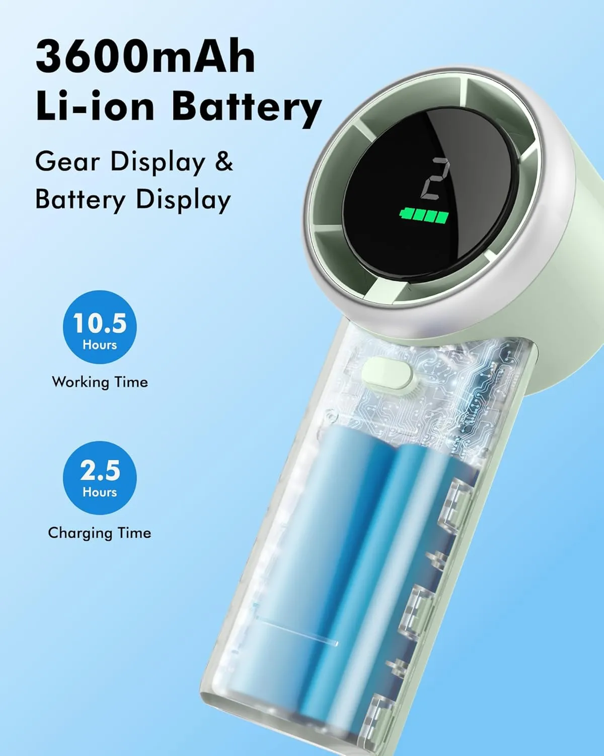 Portable Fan Handheld Mini Fan: High Speed Cooling Fans 10 Hours Battery Life Usb Rechargeable Personal Fans Small Essentials for Women Beach Travel Vacation(Green)