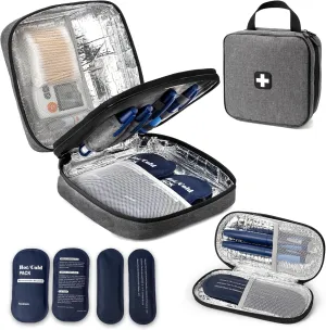 Portable Large Insulin Cooler Travel Case - TSA Approved With 4 Reusable Ice Packs and Small Diabetic Pen Case, Longer Cooling Time Insulated Bag for Diabetes Supplies