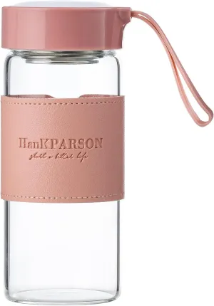 Premium Portable Tea Bottle - 16oz Glass Water Bottle with Infuser & Sealing Cap for On-The-Go Hydration | Heat Resistant & Leak Proof | Gift for Tea Lovers