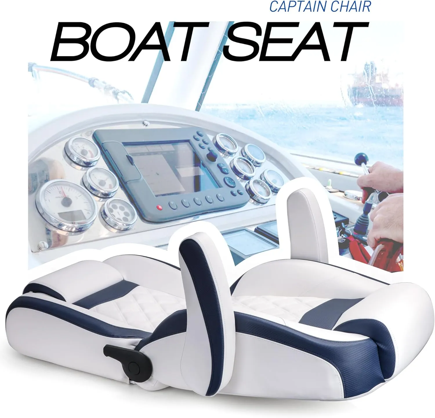 Premium Reclining Pontoon Low/High Back Captain's Chair Boat Bucket Seat with Armrest
