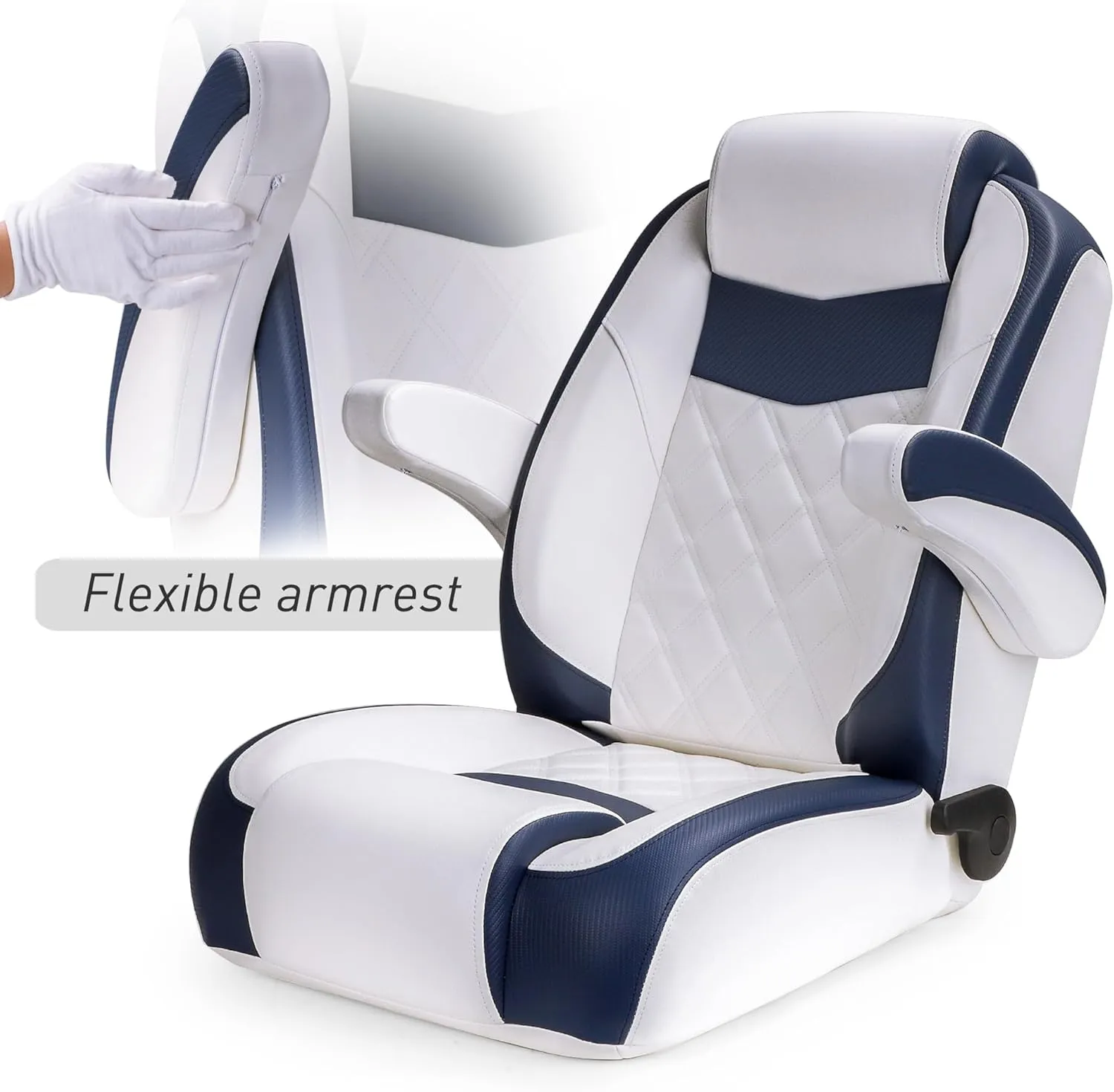 Premium Reclining Pontoon Low/High Back Captain's Chair Boat Bucket Seat with Armrest