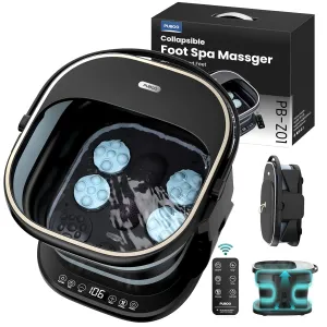 Puboo Collapsible Foot Spa with Heat, 16 Motorized Massage Balls, Temp Control, Remote, Ideal Gift for Home Wellness, Electric Pedicure Foot Bath for Stress Relief & Relaxation