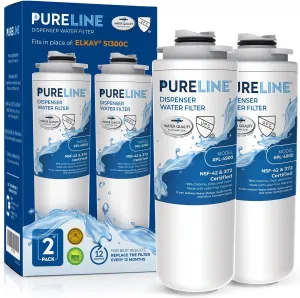 Pureline Filter Replacement for Elkay® 51300C, (NO CHIP) Compatible with Elkay® ezH2O and Halsey Taylor® Bottle Filling Station (2 Pack)