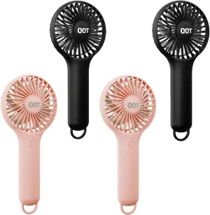 QQT Mini Handheld Fan, Small Personal Cooler with 3 Speeds, Portable Battery Operated, USB Rechargeable Makeup Eyelash Dryer, Strong Airflow for Travel, Office, Outdoor, Women, Men, and Kids(4 pack)