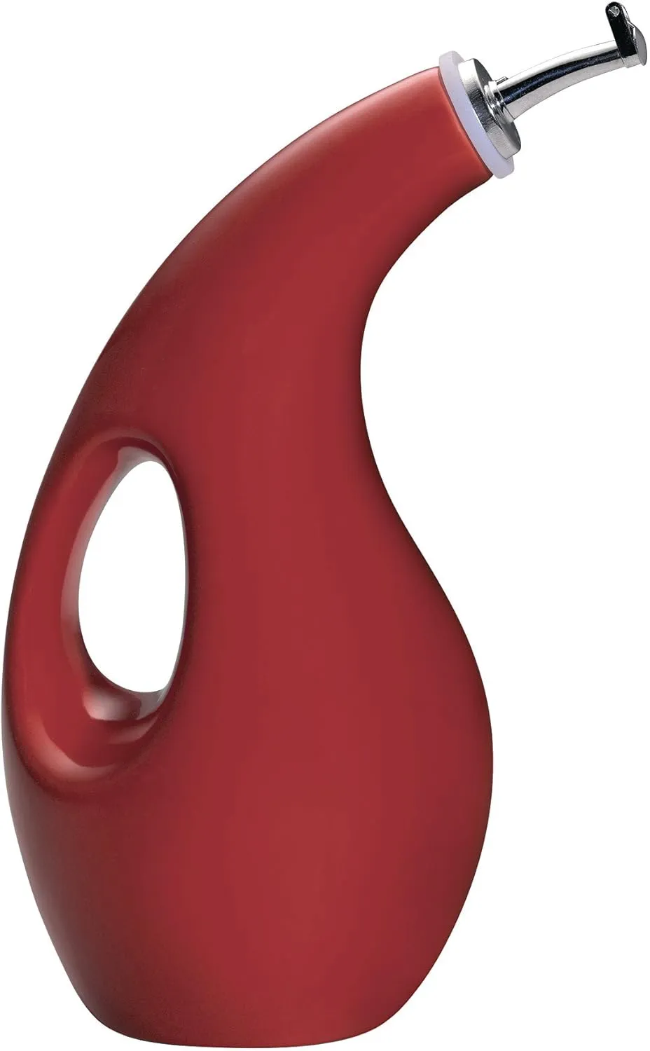 Rachael Ray Solid Glaze EVOO Olive Oil Bottle Dispenser with Spout, 24 Ounce, Red