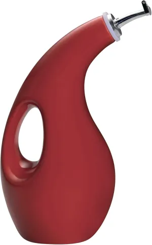 Rachael Ray Solid Glaze EVOO Olive Oil Bottle Dispenser with Spout, 24 Ounce, Red