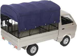 RC Car Trunk Canvas, Railing Fence Tent Frame Shed Hood Cover Decoration for WPL D12 RC Truck Car(Blue)