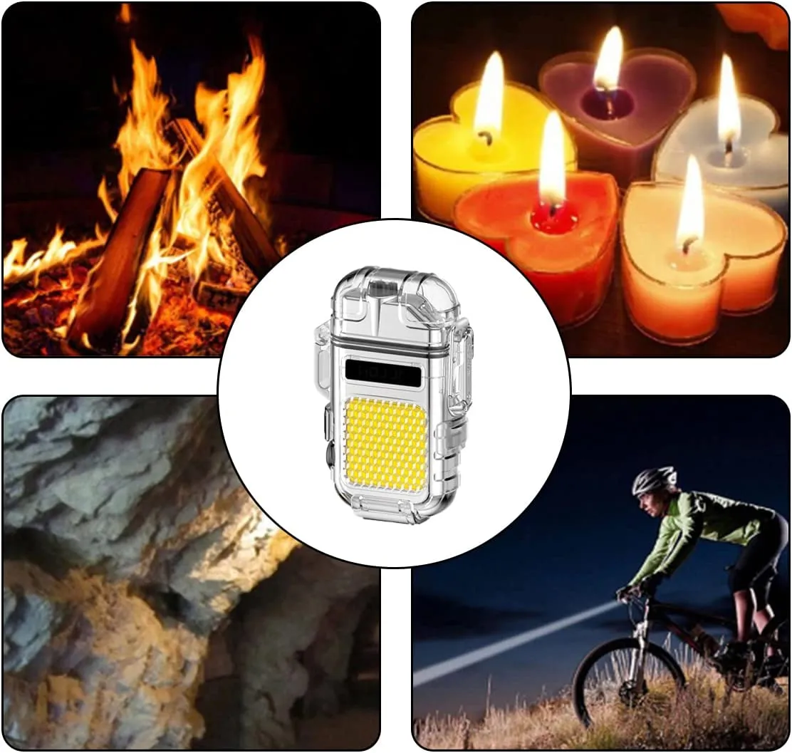Rechargeable Mini Hook Flashlight With Lighter Clear Case   Type C Charger Cable