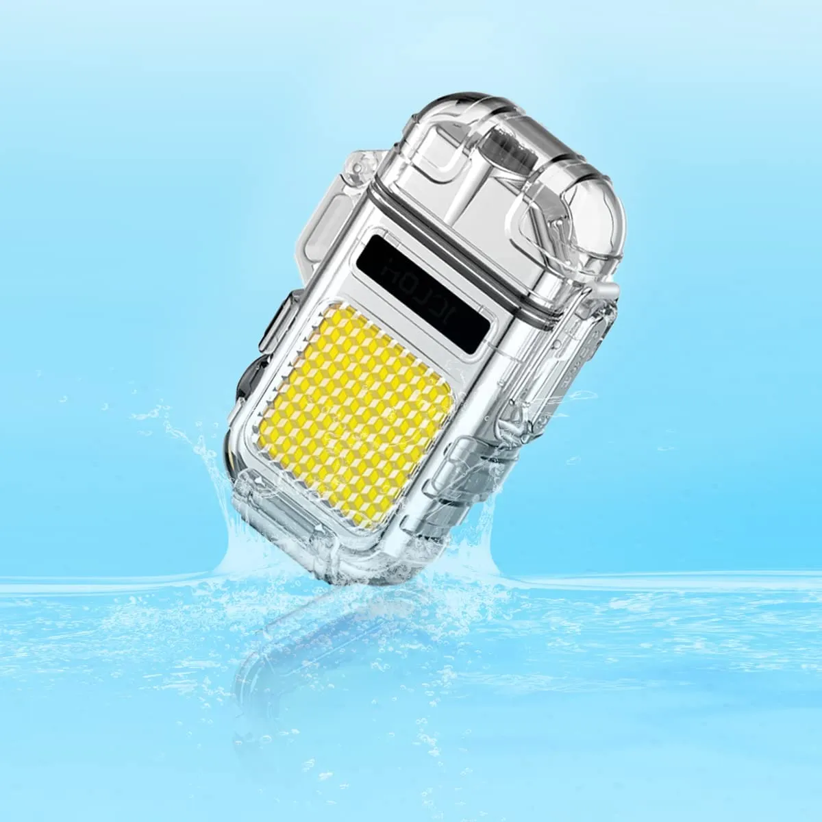 Rechargeable Mini Hook Flashlight With Lighter Clear Case   Type C Charger Cable