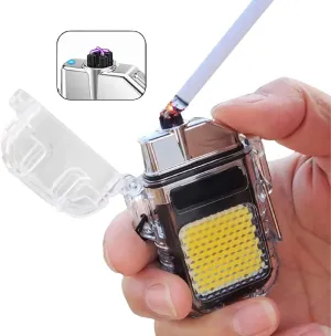 Rechargeable Mini Hook Flashlight With Lighter Clear Case   Type C Charger Cable