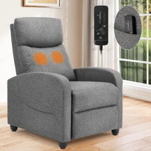 Recliner Chair for Living Room, Leather Recliners, Home Theater Seating with Lumbar Support with Adjustable Backrest and Footrest, Modern Living Room Furniture with Padded Seat, Grey Seating