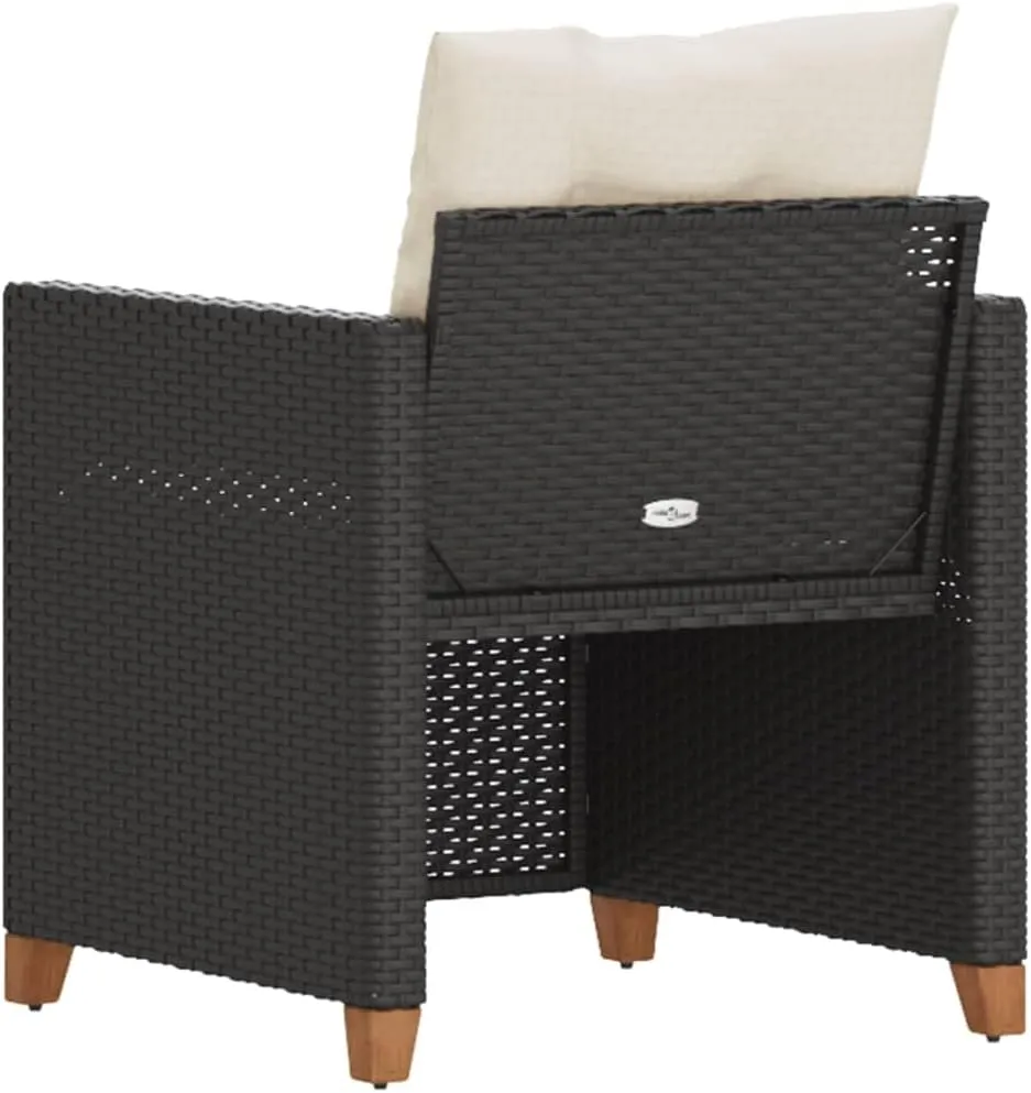 Relaxing Chair Camping Chair Dining Chairs Lawn Chairs - Patio Chair with Cushions Black Poly Rattan for Park Campsites Terrace Outside