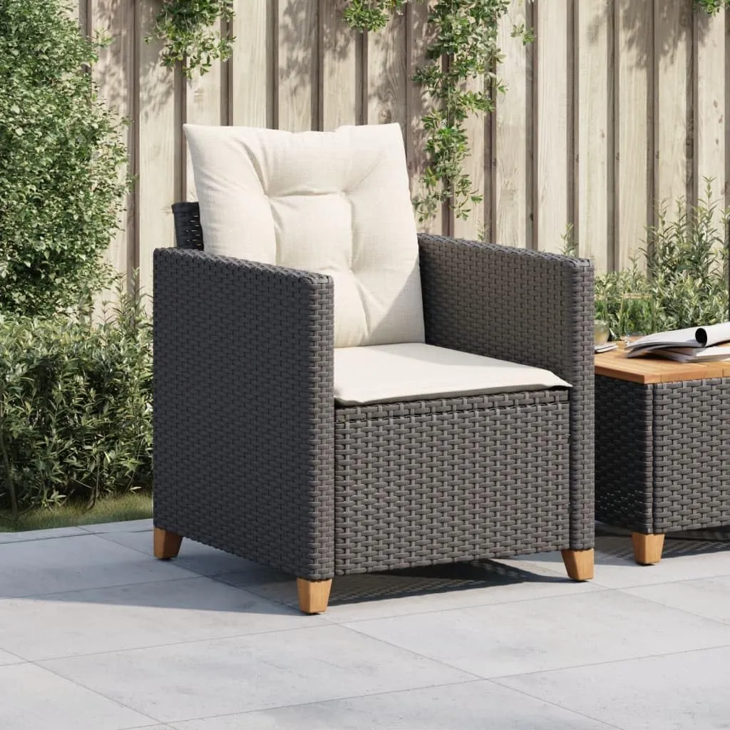 Relaxing Chair Camping Chair Dining Chairs Lawn Chairs - Patio Chair with Cushions Black Poly Rattan for Park Campsites Terrace Outside