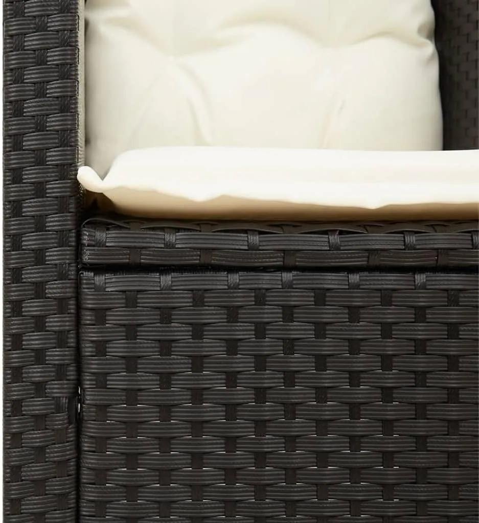 Relaxing Chair Camping Chair Dining Chairs Lawn Chairs - Patio Chair with Cushions Black Poly Rattan for Park Campsites Terrace Outside