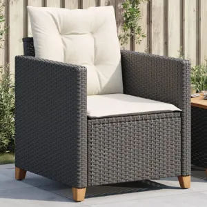 Relaxing Chair Camping Chair Dining Chairs Lawn Chairs - Patio Chair with Cushions Black Poly Rattan for Park Campsites Terrace Outside