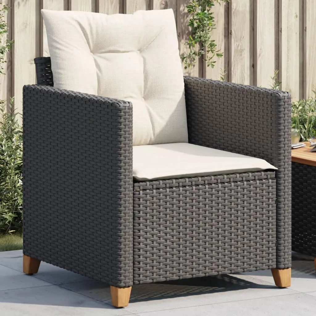 Relaxing Chair Camping Chair Dining Chairs Lawn Chairs - Patio Chair with Cushions Black Poly Rattan for Park Campsites Terrace Outside