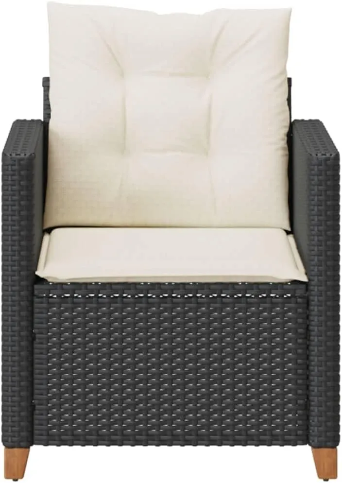 Relaxing Chair Camping Chair Dining Chairs Lawn Chairs - Patio Chair with Cushions Black Poly Rattan for Park Campsites Terrace Outside