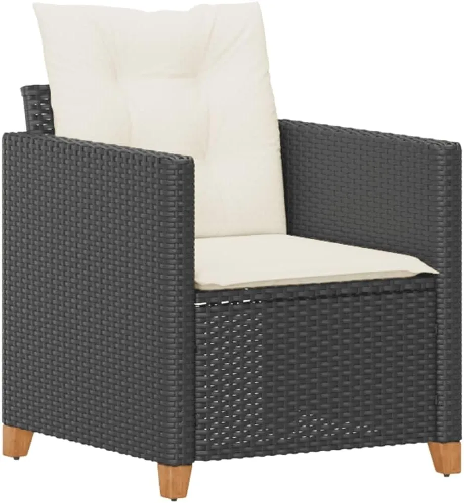 Relaxing Chair Camping Chair Dining Chairs Lawn Chairs - Patio Chair with Cushions Black Poly Rattan for Park Campsites Terrace Outside