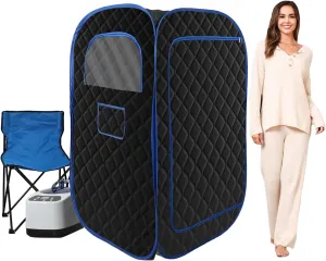 Relieve Stress with Portable Steam Sauna, Features 3L Steamer and Remote Control, Includes Comfortable Folding Chair, Black