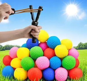 Reusable Water Balloons Kit with 30PCS Colorful Splash Balls, Quick-Fill Pool Toys, Beach Balls & 2 Wooden Catapults for Outdoor Water Play, Kids Toddler Summer Games