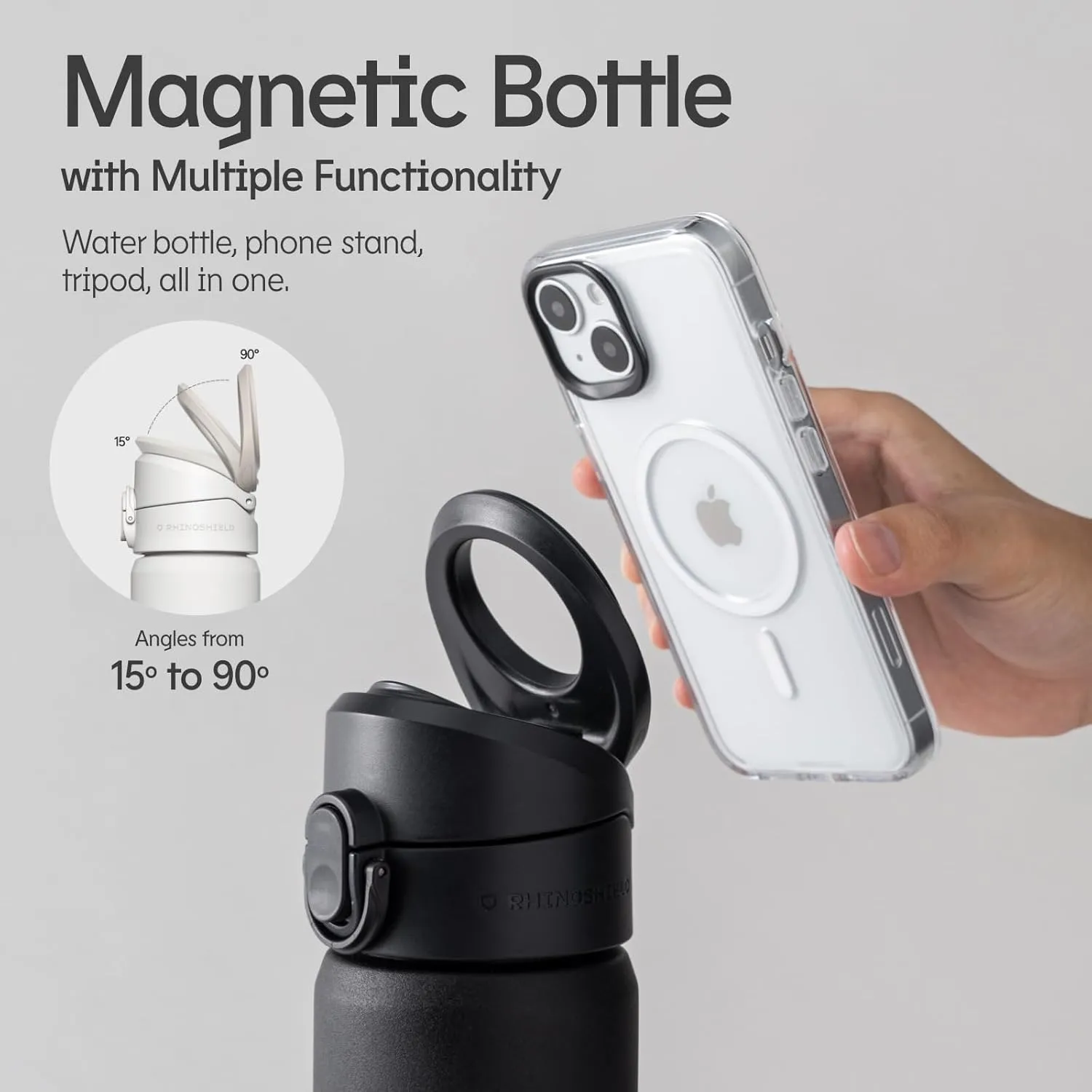 RhinoShield AquaStand Magnetic Bottle 27oz | Tritan Water Bottle with Straw Lid, Sport Bottle, with MagSafe Handle, Adjustable Tripod, Leak Proof, Lightweight - [Green Shower]