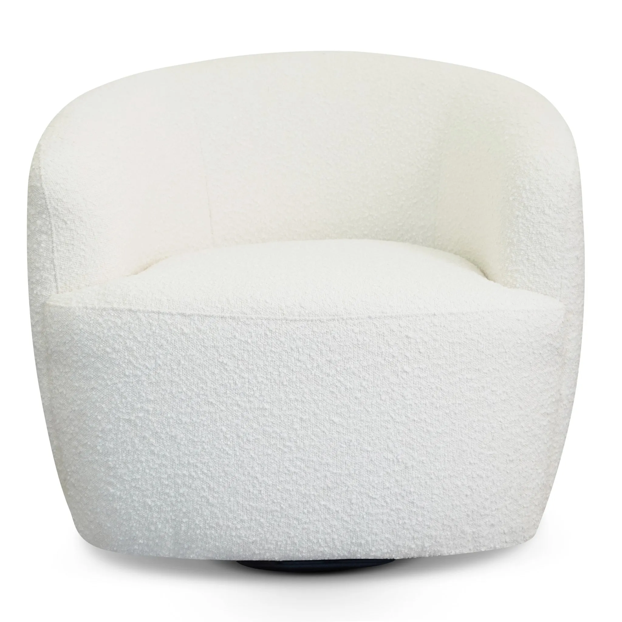 Rivet White Boucle Swivel Chair