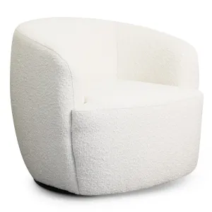 Rivet White Boucle Swivel Chair