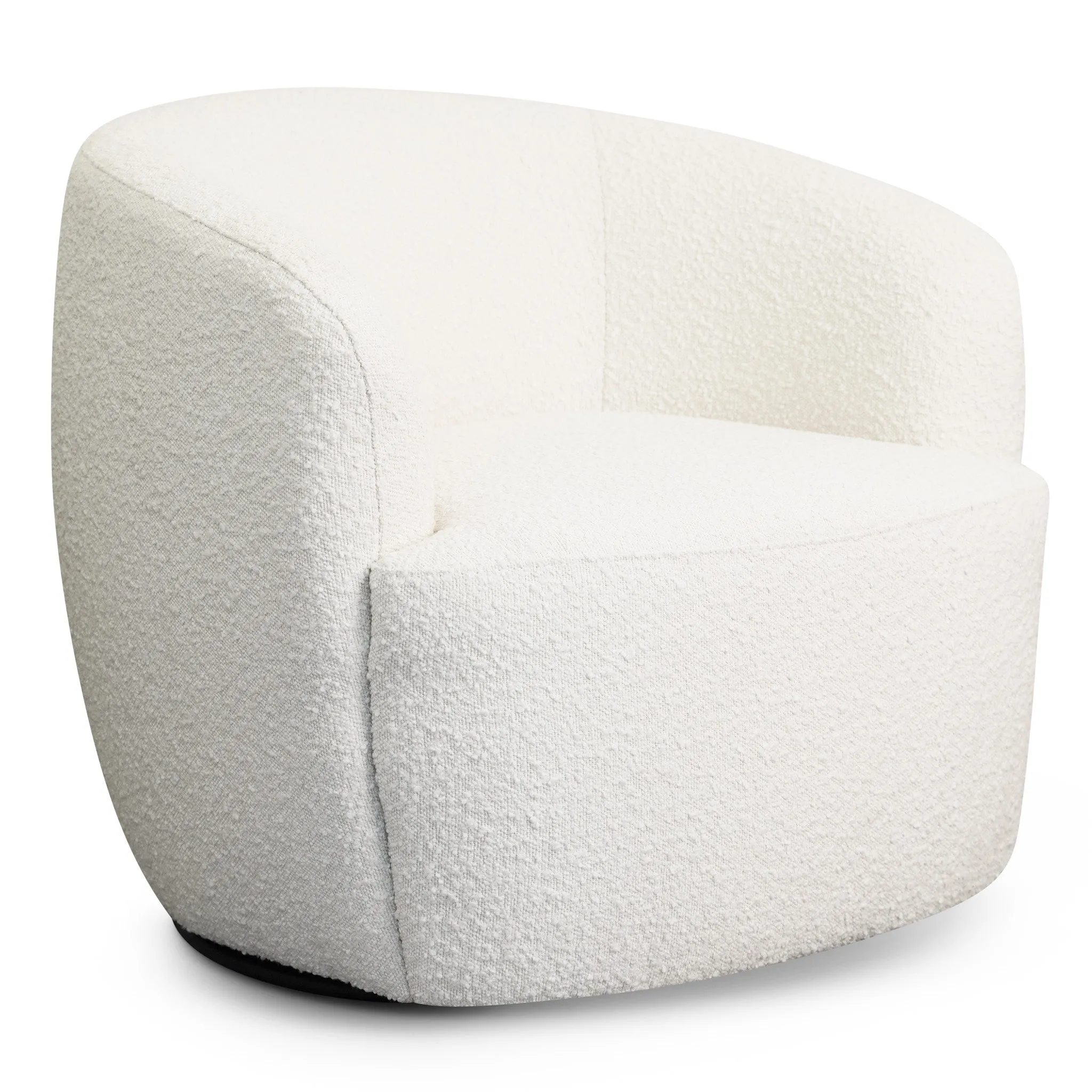 Rivet White Boucle Swivel Chair