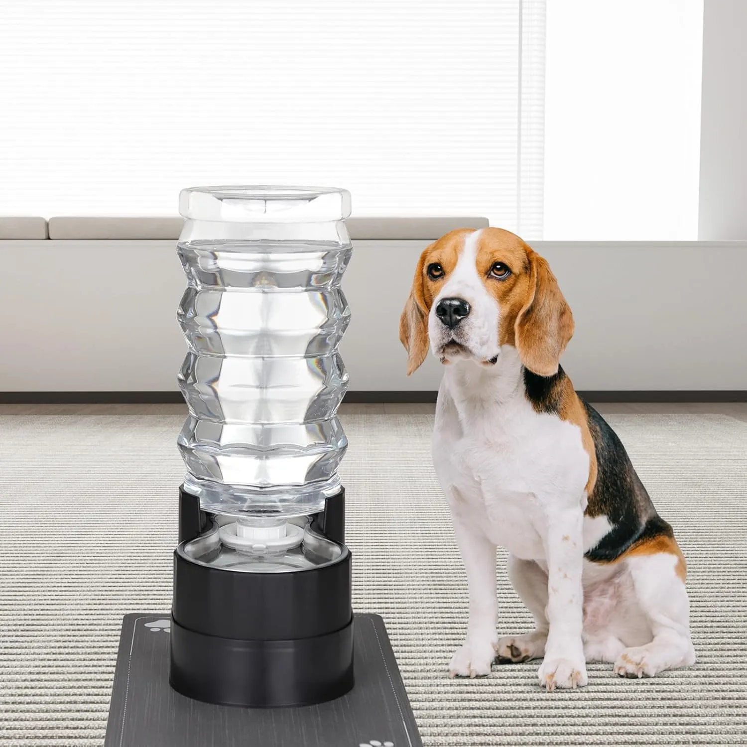 RIZZARI 9L Raised Automatic Pet Waterer, Gravity fed Stainless Steel Waterer, 100% BPA Free, Large Capacity Feeder for Cats and Medium to Large Dogs (Black,9L)
