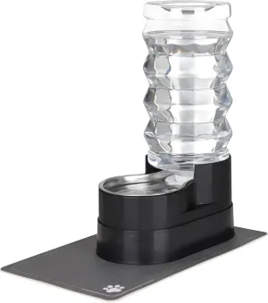 RIZZARI 9L Raised Automatic Pet Waterer, Gravity fed Stainless Steel Waterer, 100% BPA Free, Large Capacity Feeder for Cats and Medium to Large Dogs (Black,9L)