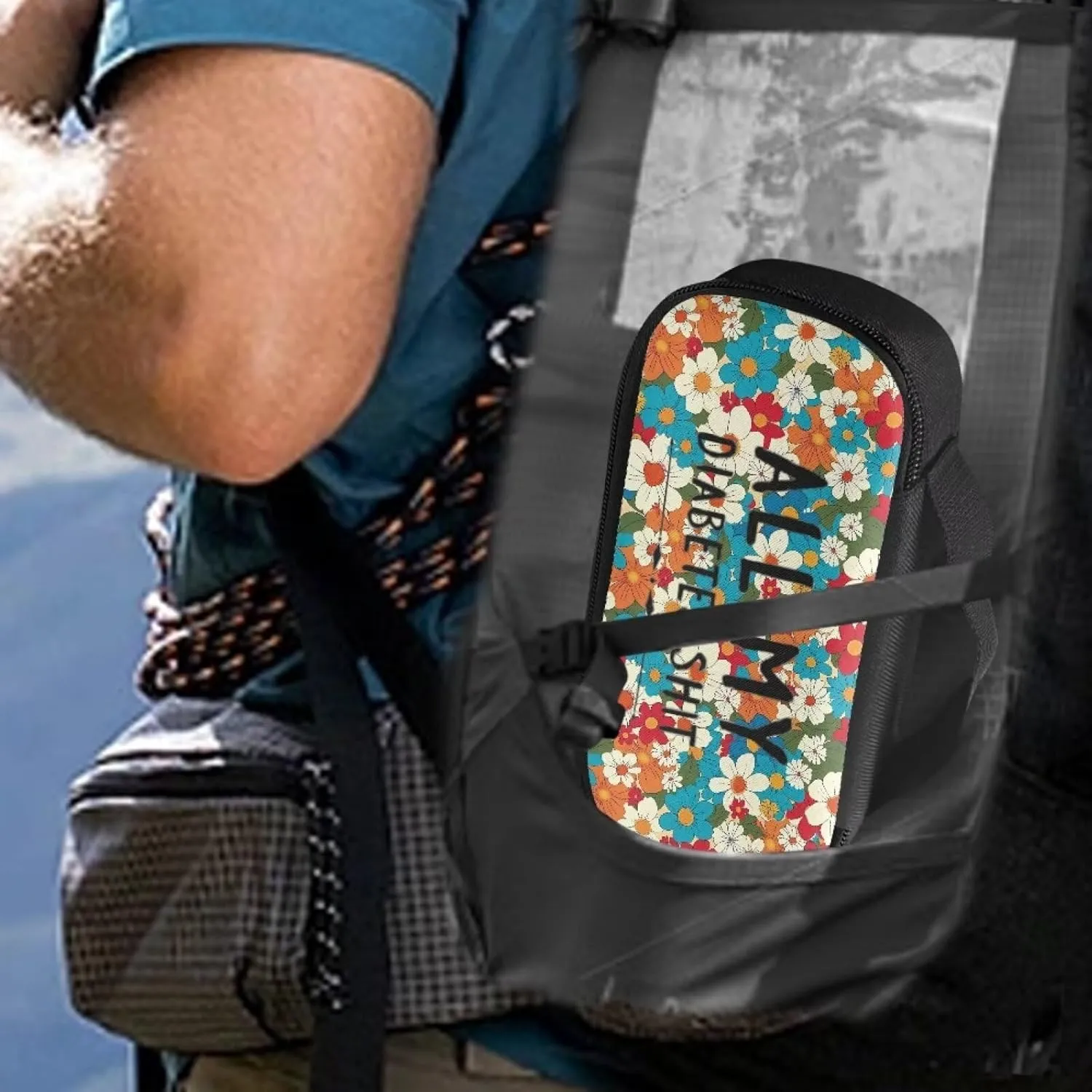 Rnyleeg All My Diabetes Shit Insulin Travel Case Flower Diabetes Bag for Women Reusable Diabetic Supplies Storage for Home Insulin Bag for Travel