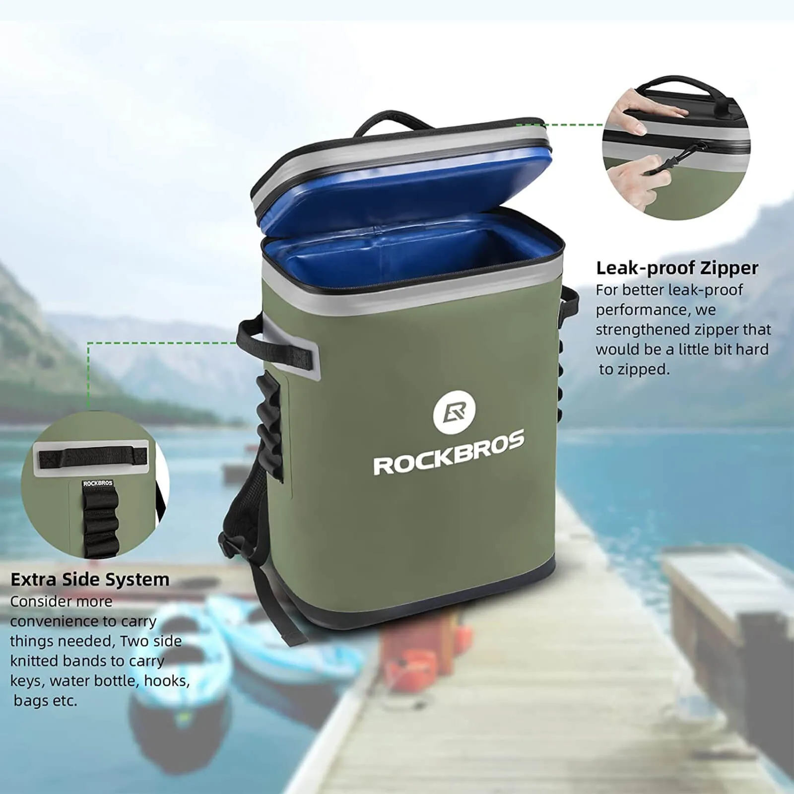 ROCKBROS Outdoor Cooler Bag Waterproof Backpack for Camping Fishing Picnic