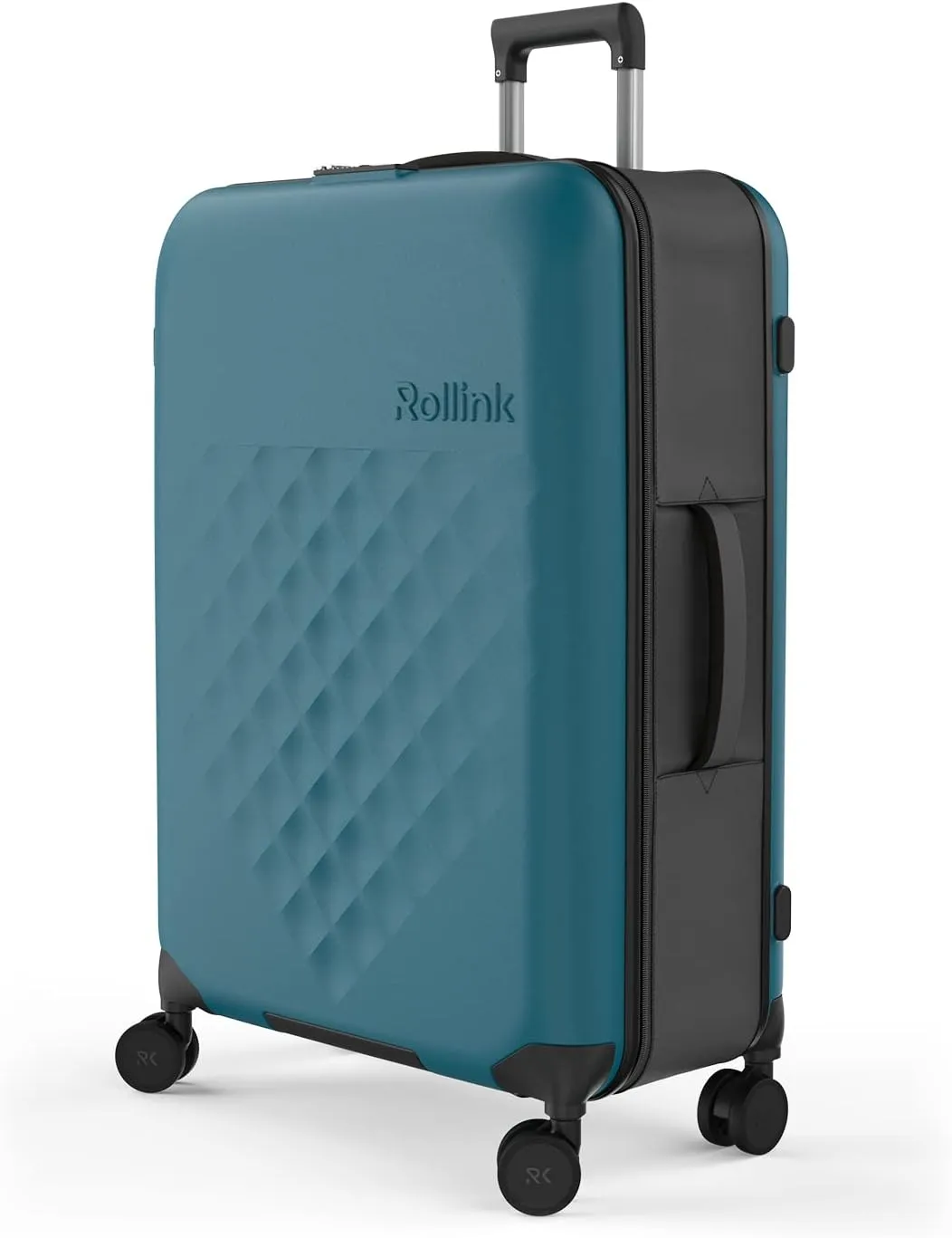 Rollink Flex 360 Large Checked Fully Collapsible Suitcase - Hardshell, Silent Smooth Double Spinner Wheels, Scratch, Water & Impact Resistant, TSA Approved Lock, (Deep Lagoon, Checked-Large 29-Inch)