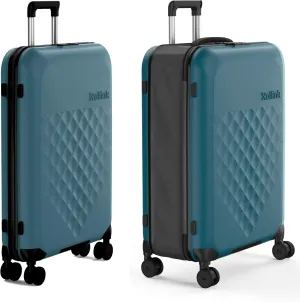 Rollink Flex 360 Large Checked Fully Collapsible Suitcase - Hardshell, Silent Smooth Double Spinner Wheels, Scratch, Water & Impact Resistant, TSA Approved Lock, (Deep Lagoon, Checked-Large 29-Inch)