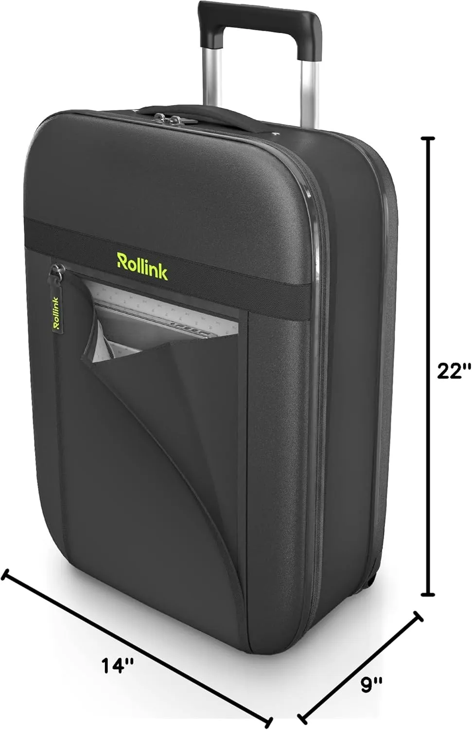 Rollink Flex Aura Cabin Premium Fully Collapsible Suitcase - Silent, Coated Wheels for Smooth Gliding, Durable & Impact-Resistant design, Water Resistant Fabric on Each Side, Carry-On 21" 10.5 GL