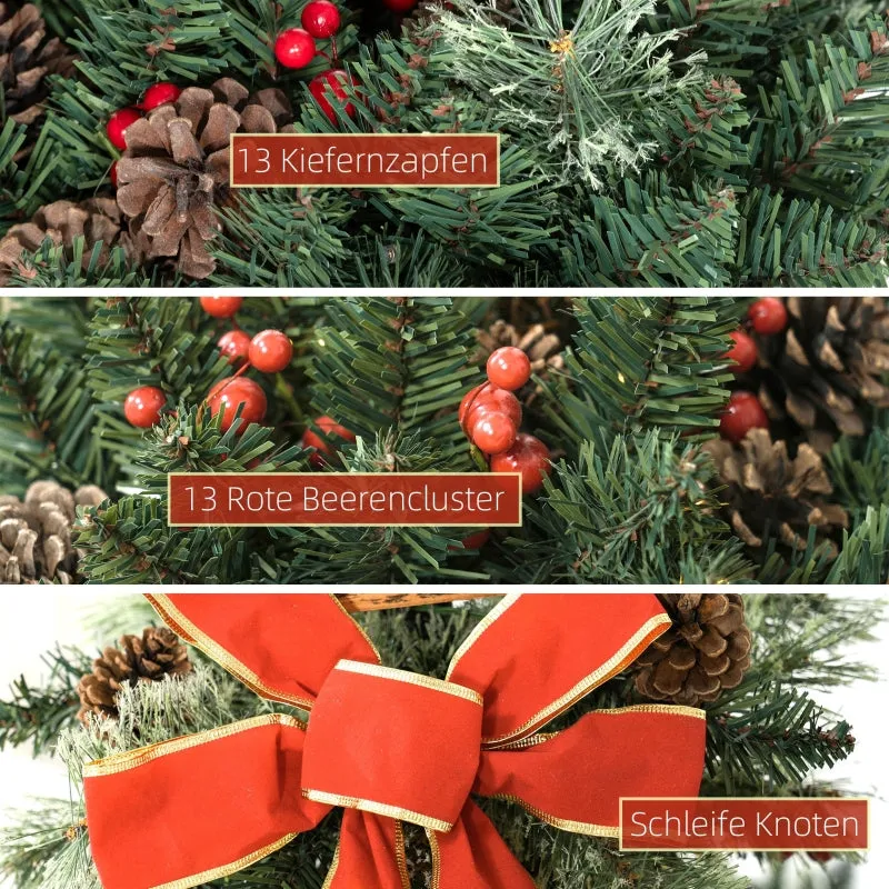 Rootz Christmas Lantern - Artificial Pine Branches - LED Lights - Lifelike Fir - Flame-Retardant - 35cm x 150cm - Green - Warm White