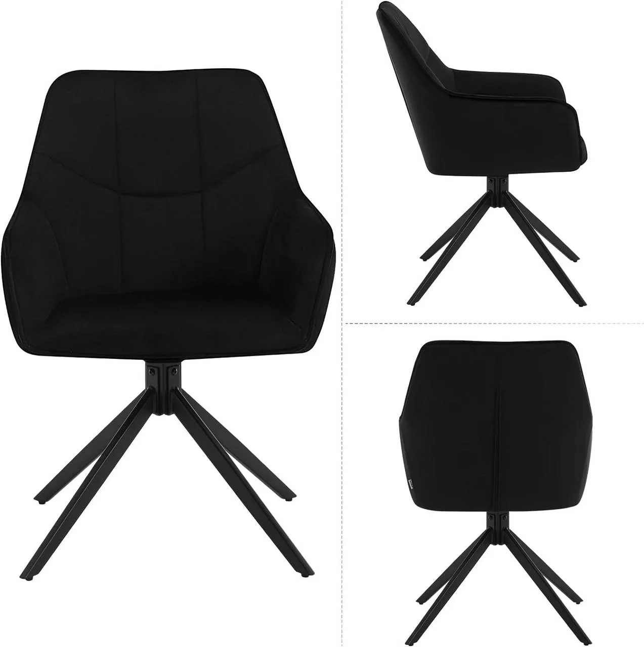 Rootz Dining Chair - Swivel Chair - Padded Chair - Velvet Upholstery - 58cm x 86cm x 63.5cm - Ergonomic Design - Set of 4
