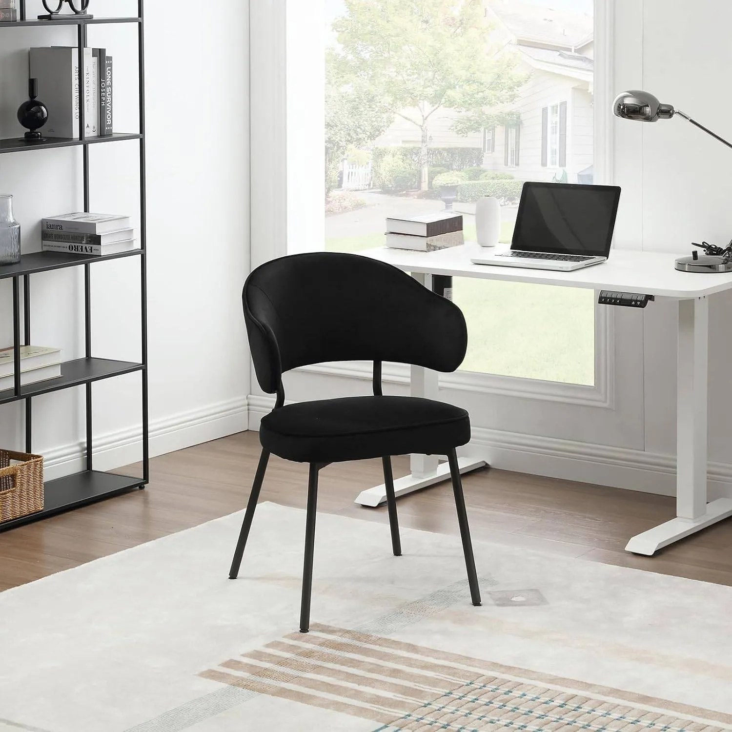 Rootz Dining Chair - Velvet Seat - Modern Kitchen Chair - High-Density Foam - Ergonomic Backrest - Stable Metal Legs - 54cm x 83.5cm x 52cm