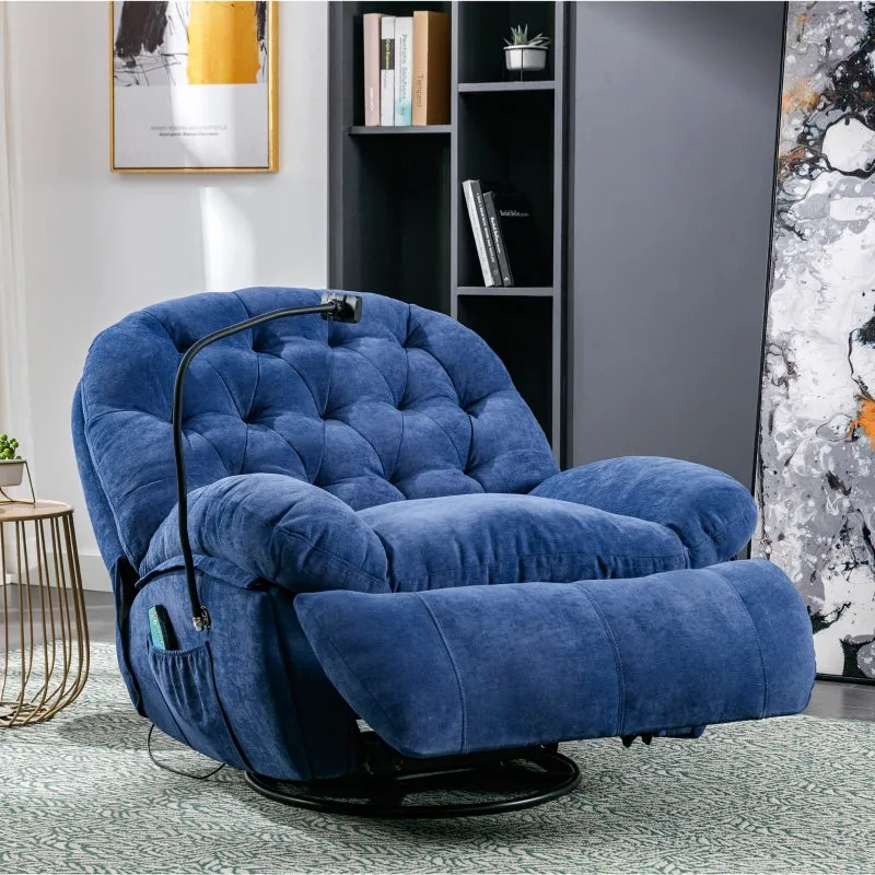 Rootz Fabric Massage Chair - Lounge Chair - Rotating Chair - Heated Massage - 92cm x 100cm x 104cm