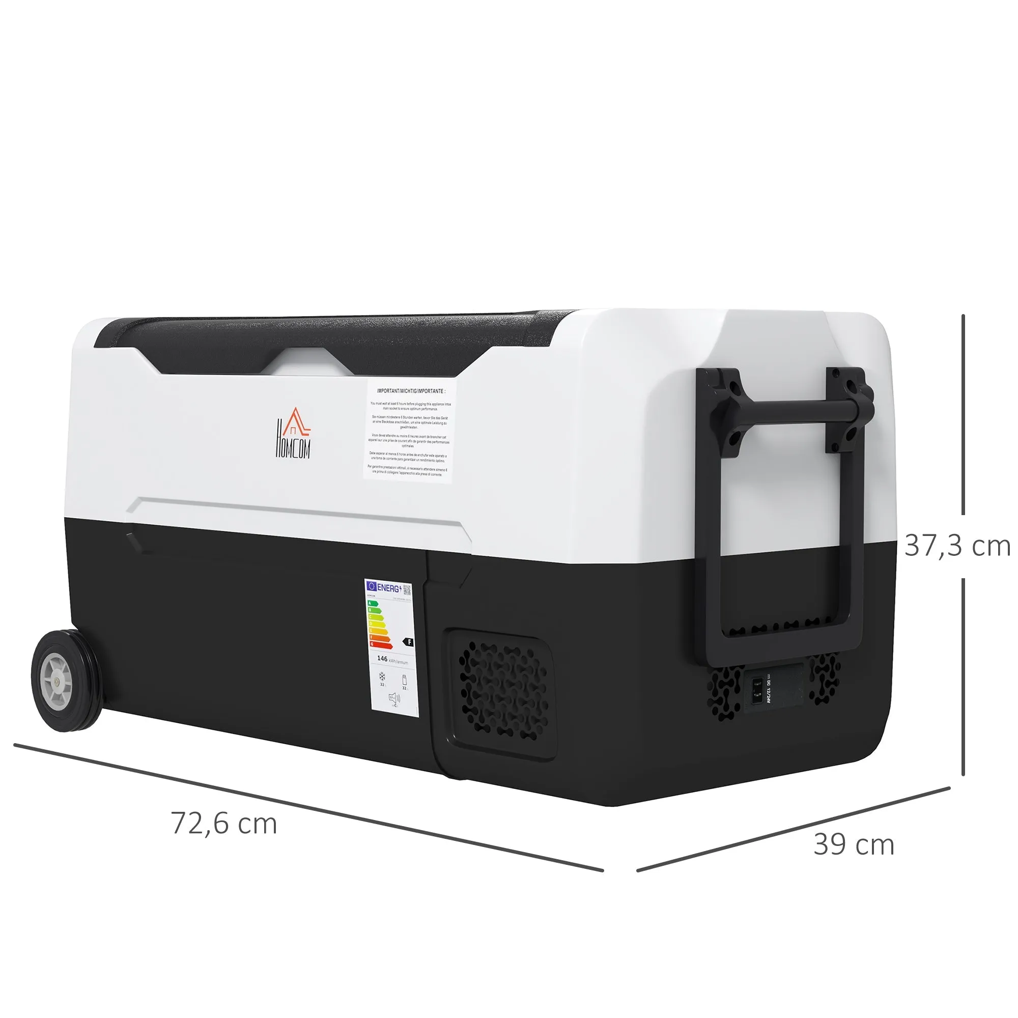 Rootz Portable Electric Car Cooler - Fridge - Travel Cooler - Up to -20°C - 30.5L Capacity - 72.6cm x 39cm x 37.3cm