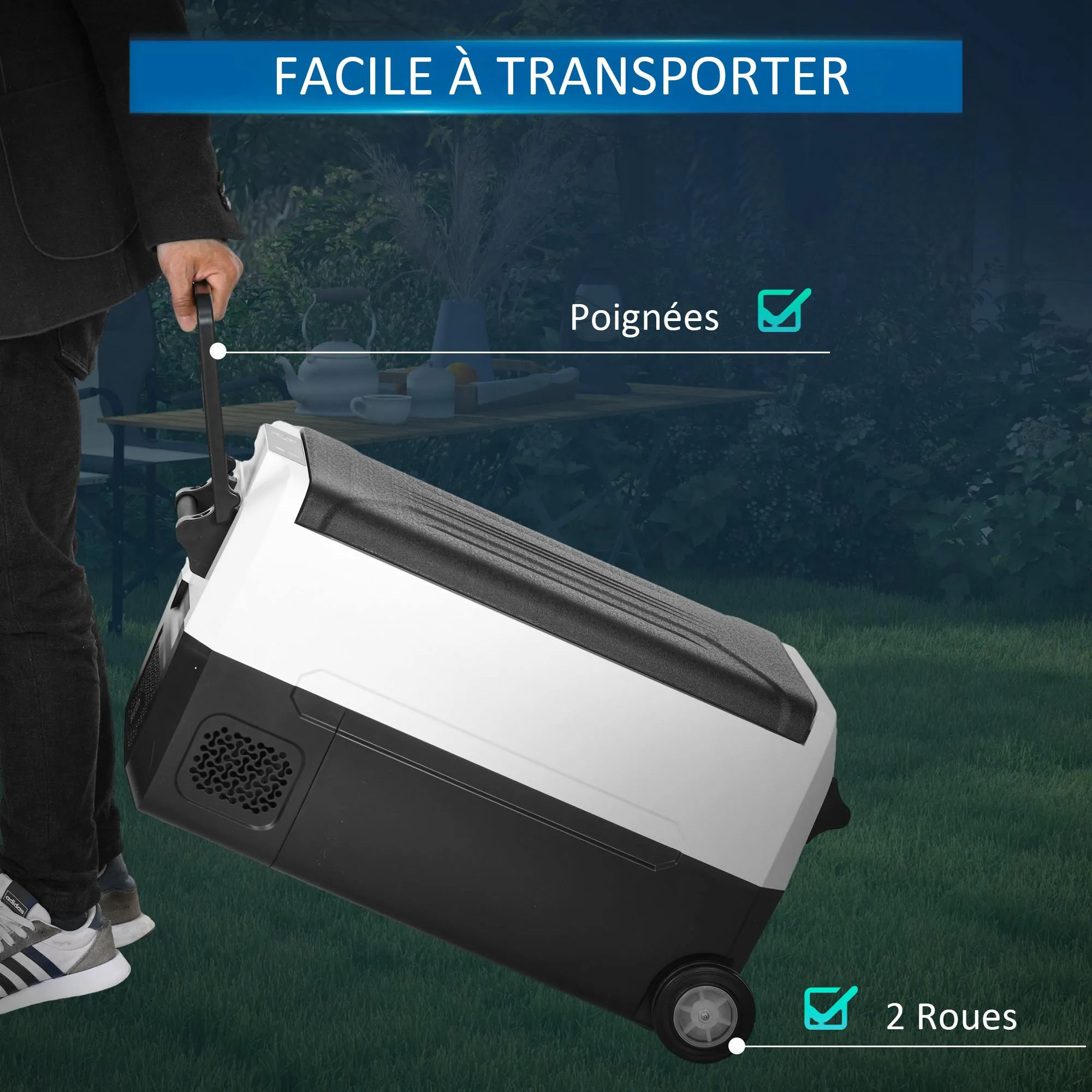 Rootz Portable Electric Car Cooler - Fridge - Travel Cooler - Up to -20°C - 30.5L Capacity - 72.6cm x 39cm x 37.3cm