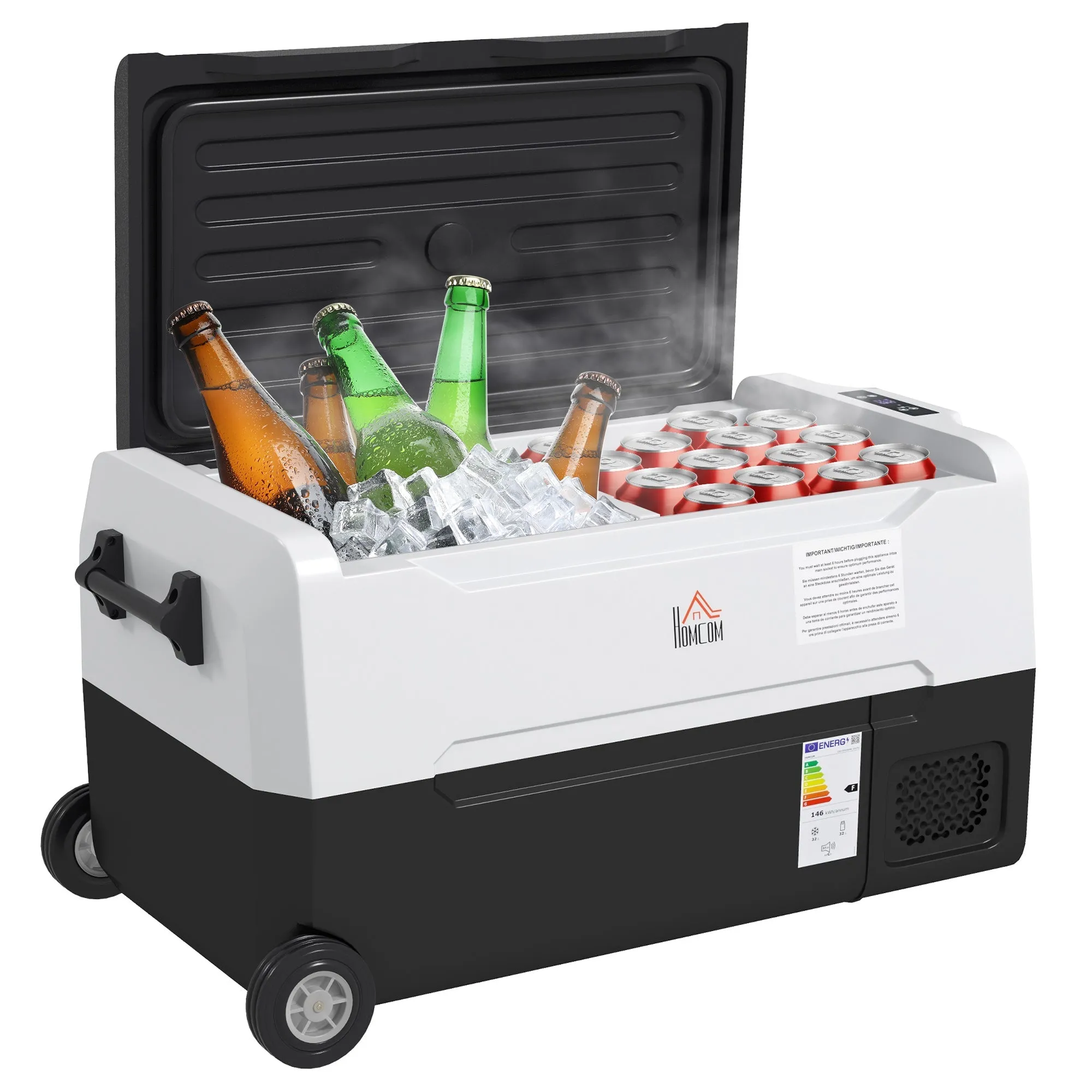 Rootz Portable Electric Car Cooler - Fridge - Travel Cooler - Up to -20°C - 30.5L Capacity - 72.6cm x 39cm x 37.3cm