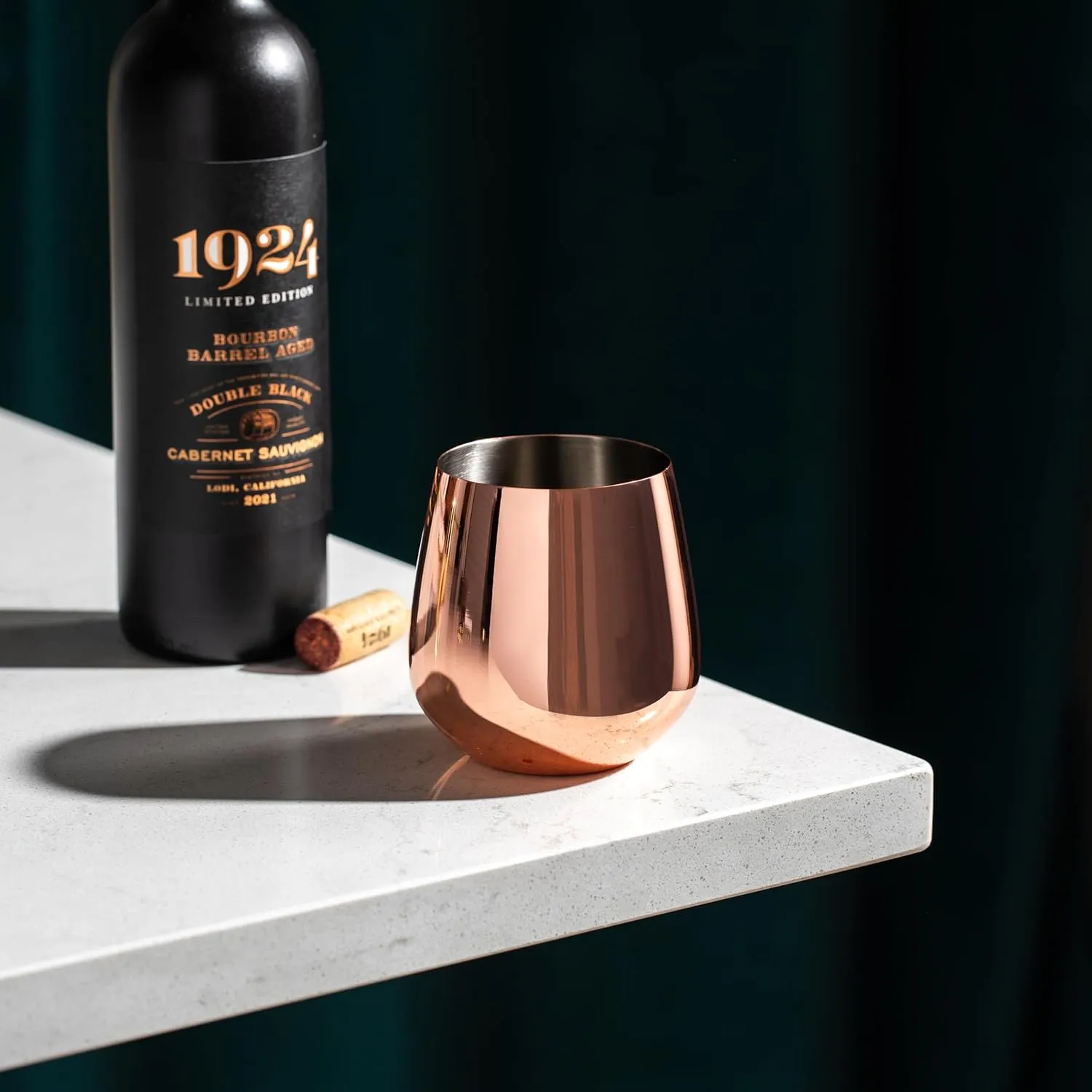 Rose Gold Wine Glasses - Stemless Stainless Steel Wine Glasses Set of 4 with Aerator - Unbreakable Metal Glass for Outdoor, Travel, Camping, Pool - 18oz