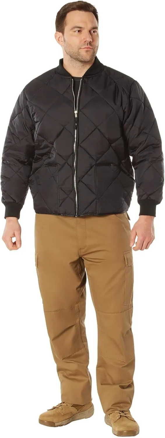 Rothco Diamond Quilted Nylon Flight Jacket - Insulated Warm Winter Bomber Style Coat