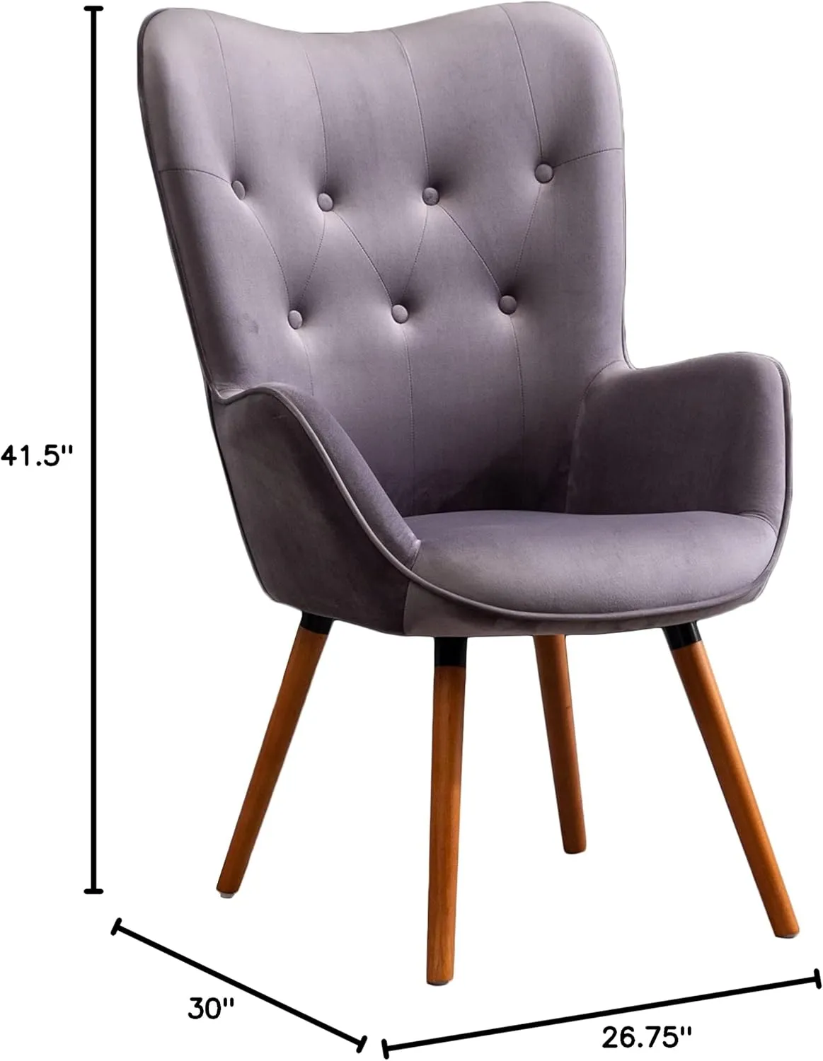 Roundhill Furniture Doarnin Contemporary Silky Velvet Tufted Button Back Accent Chair, Gray