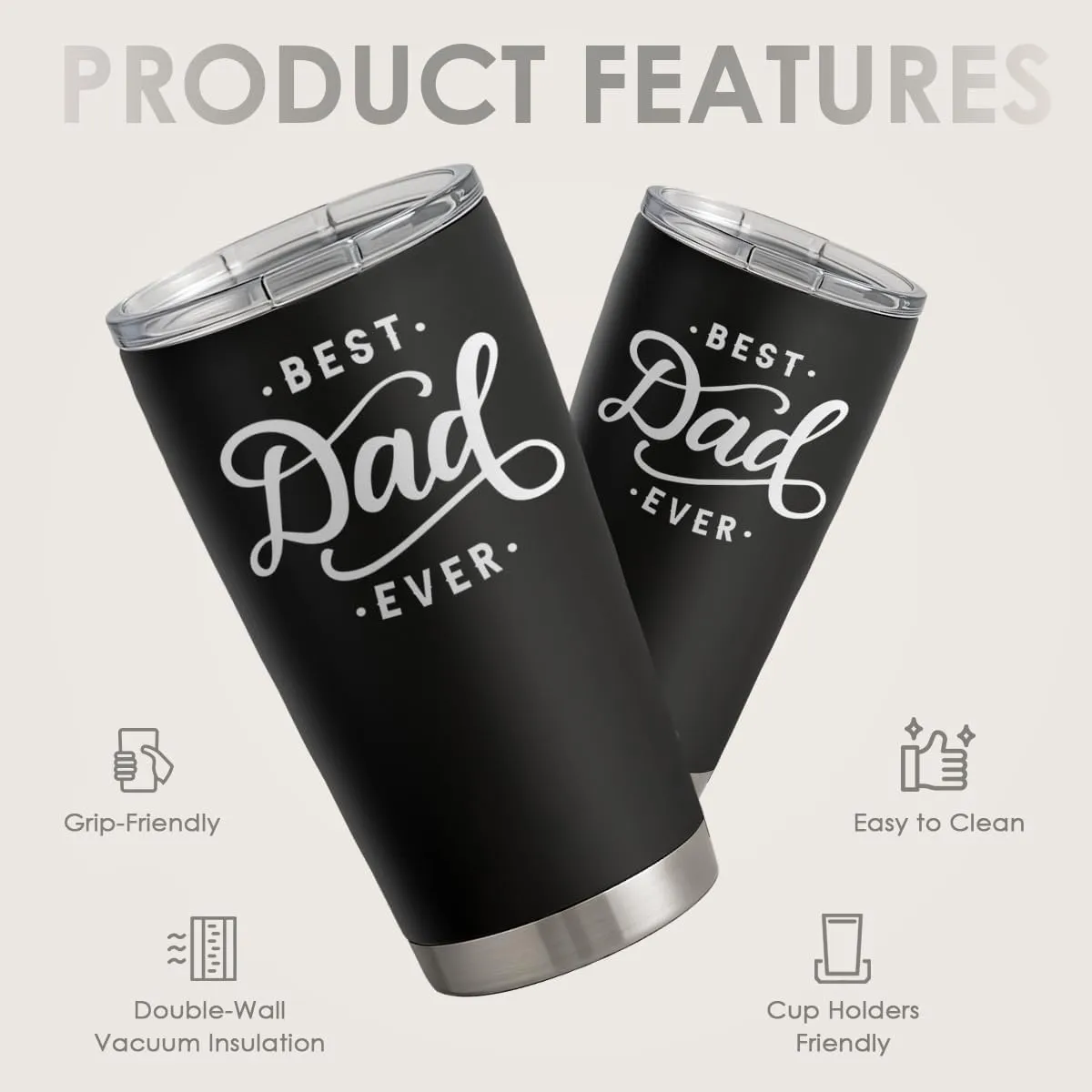 SANDJEST Dad Tumbler Gifts for Dad from Daughters Sons - 20oz Stainless Steel Insulated Coffee Travel Mug Christmas, Birthday, Father's Day Gift